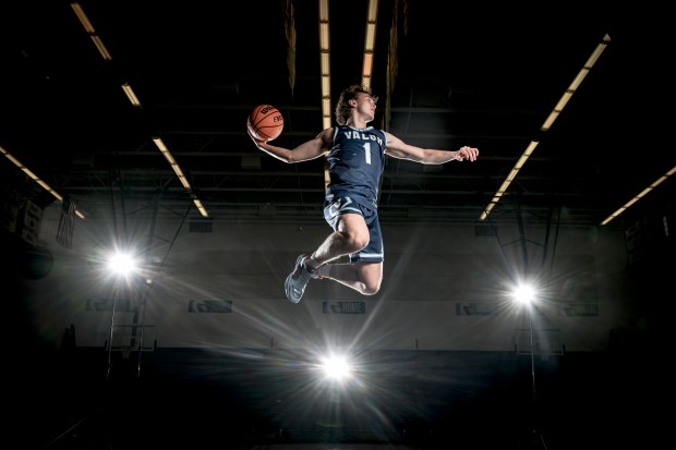 Valor Christian's Cole Scherer poses for a portrait during All-Colorado photo session at Valor Christian High School in Highlands Ranch, Colorado on Wednesday, March 20, 2024 (Photo by AAron Ontiveroz/The Denver Post)